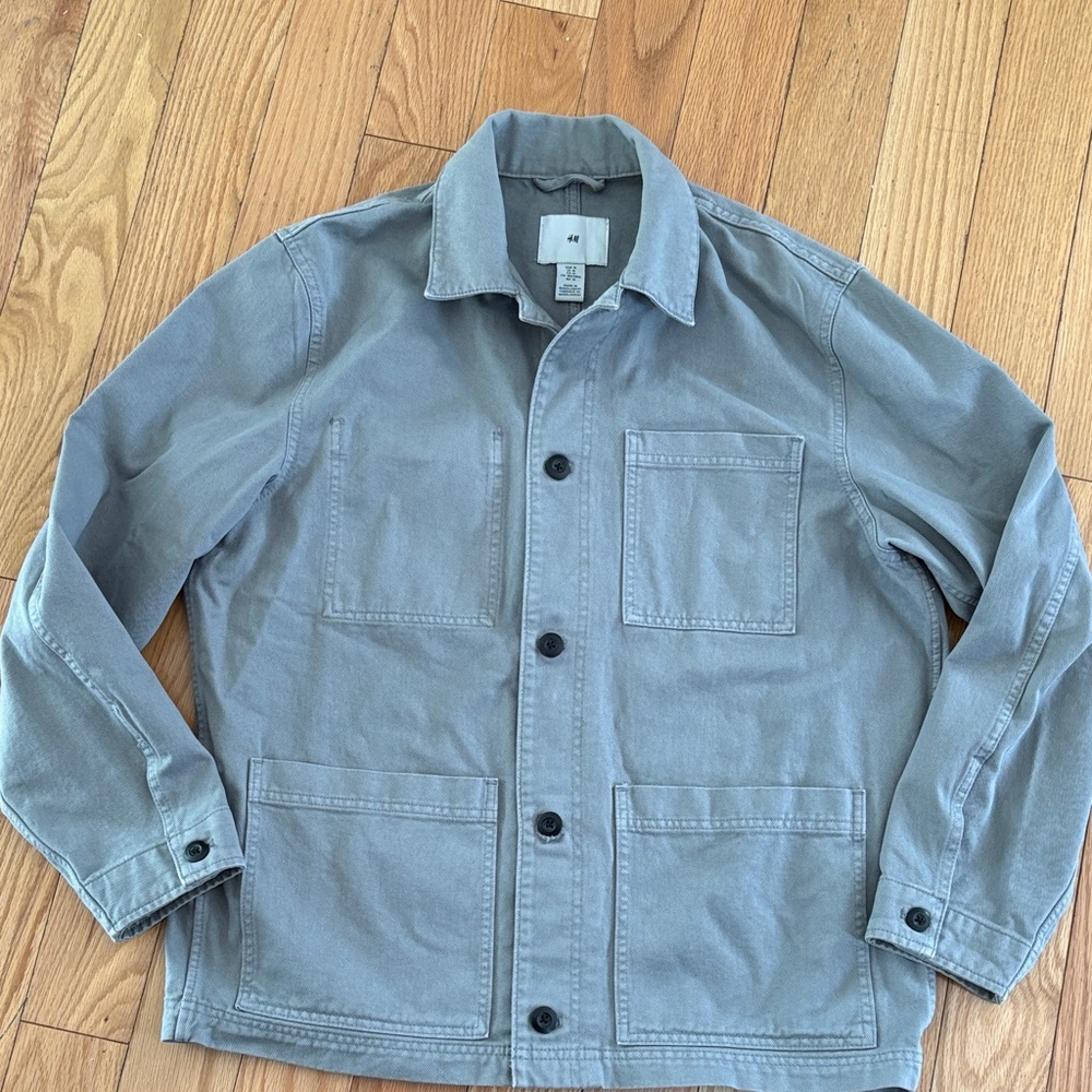 H&M Gray Jacket Gray Casual Jean Shirt Jacket Medium